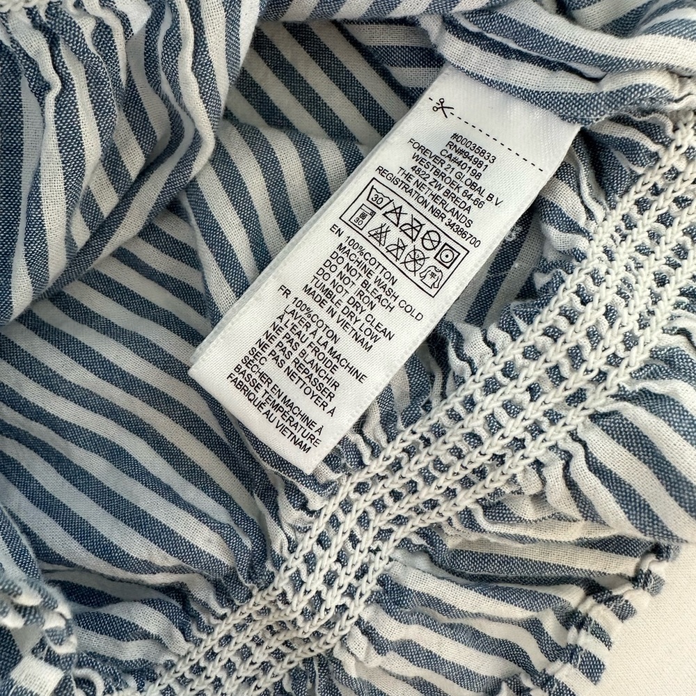 FOREVER 21 blue and white striped ruffle top - Picture 8 of 8